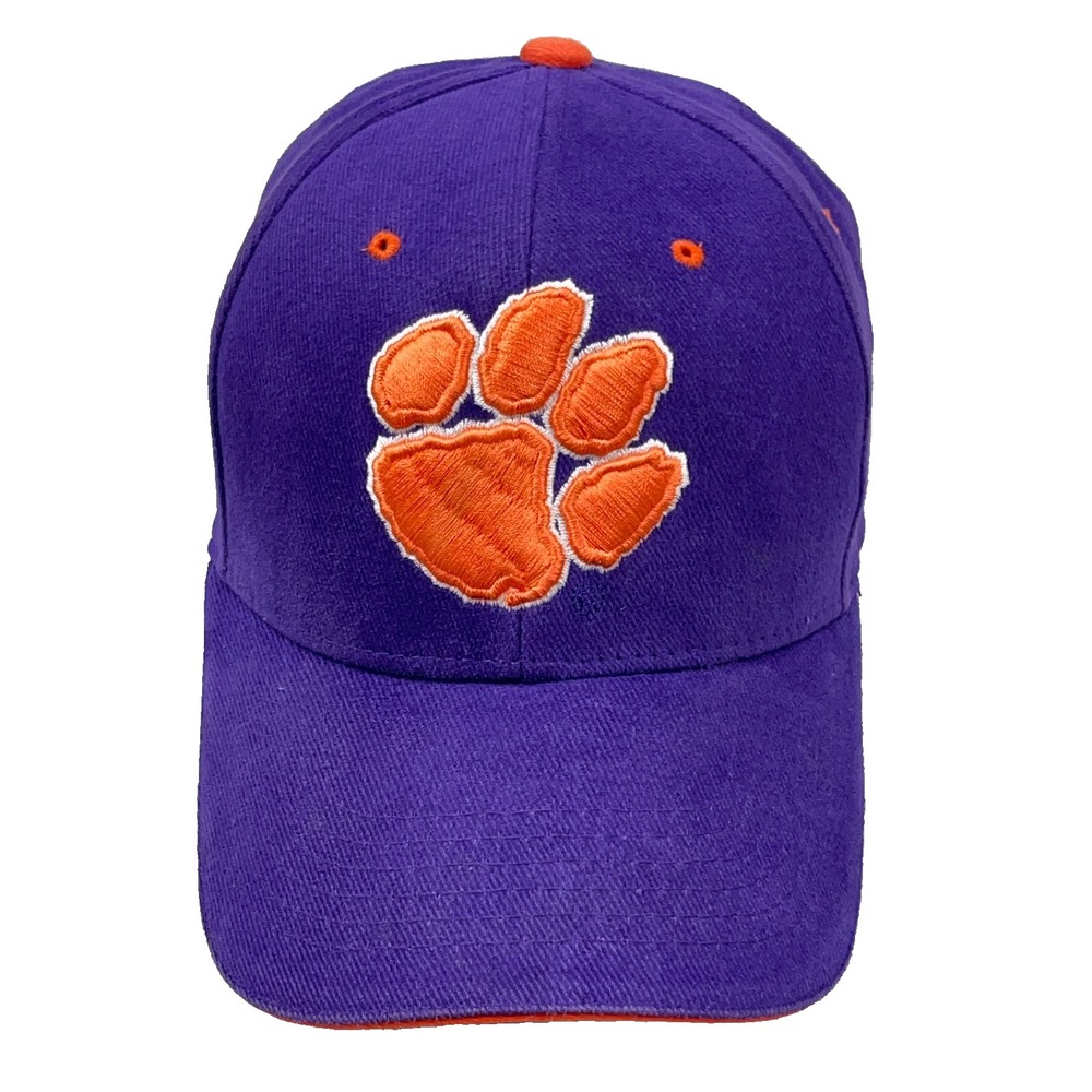 Vintage Clemson Tigers Hat Cap Strap Back Big Side Logo Starter Y2K Purple Adult